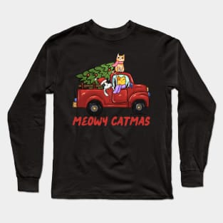 Meowy Catmas Cats Christmas Tree Trip Long Sleeve T-Shirt